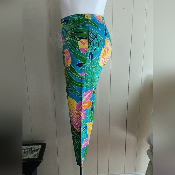 Lauren Ralph Lauren Tropical Print Ankle Pants Side Zip Colorful Sz 10 - Picture 8 of 15